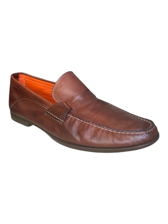 Santoni Faith Brown Leather Moc Toe Slip-On Loafer Shoes Men\'s Size 11.5 EE Wide main image 4